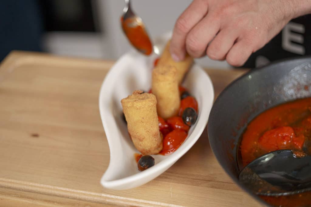 Full Metal Jacket: Paccheri fritti con Datterino Rosso, baccalà e patate